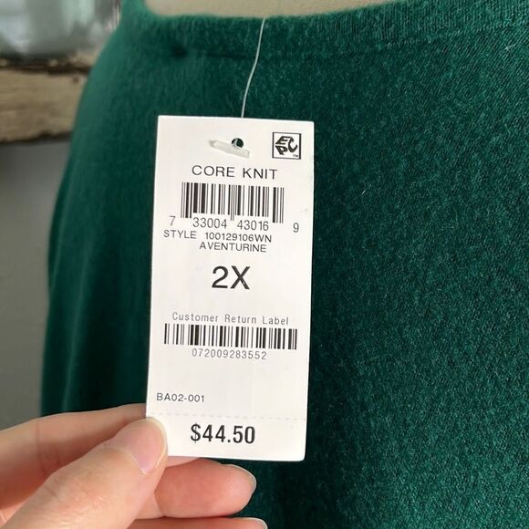 Style & Co Womens Knitted Sweater Adveturine Drop Shoulder Green Size 2X NWT - Picture 9 of 12
